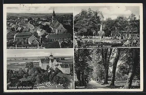 AK Pretzsch /Elbe, Eisenmoorbad, Schloss mit Kurpark und Kursaal