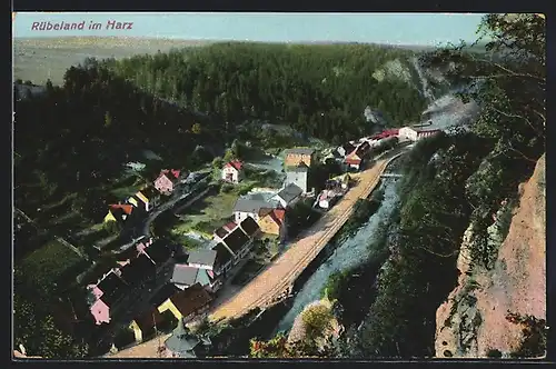 AK Rübeland im Harz, Blick auf die Siedlung unten im Tal