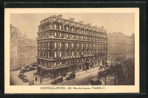 AK Paris, Central-Hotel, 40, Rue du Louvre