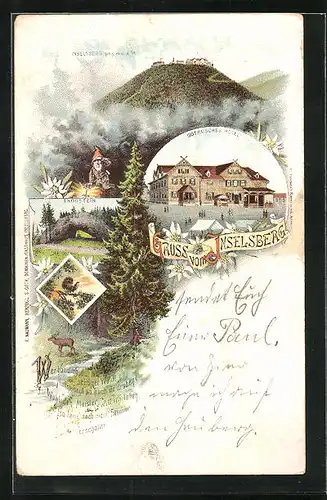 Lithographie Inselsberg, Gothaisches Hotel, Thorstein, Teilansicht