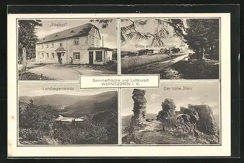 AK Wernitzgrün i. V., Gasthaus Edelhof, Landesgemeinde, Hoher Stein