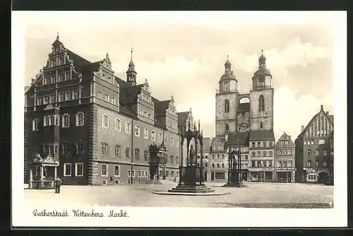 AK Lutherstadt Wittenberg, Denkmäler auf dem Markt