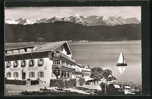 AK Urfeld / Walchensee, Hotel zur Post und Jäger am See