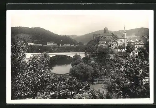 AK Elbogen / Loket, Blick auf die Burgstadt