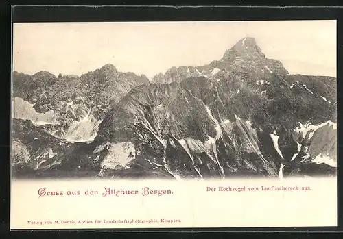 AK Oberstdorf, Blick vom Laufbachereck auf den Hochvogel