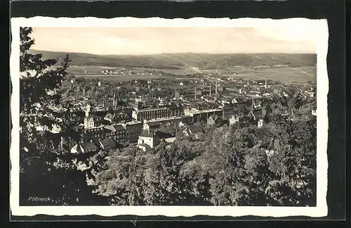 AK Pössneck, Ortsansicht aus der Vogelschau