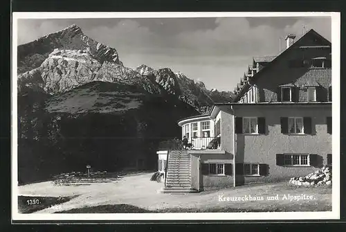 AK Garmisch, Gasthof Kreuzeckhaus und Alpspitze