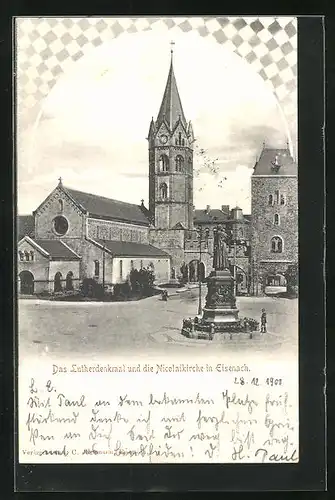 AK Eisenach, Das Lutherdenkmal und die Nicolaikirche