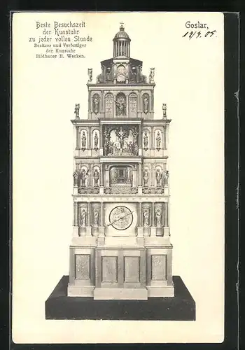 AK Goslar, Kunstuhr des Bildhauers H. Wecken