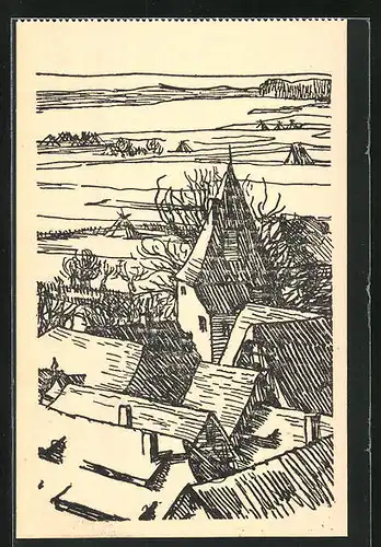 Künstler-AK Altdorf, Blick auf ein Türmchen der Stadtmauer