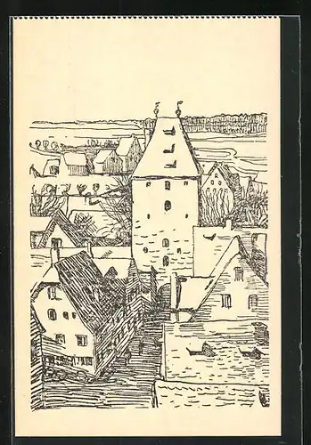 Künstler-AK Altdorf, Blick auf das Nürnberger Tor