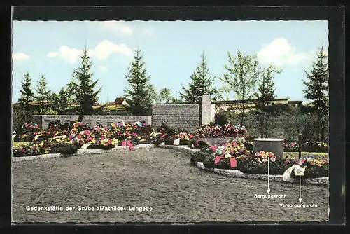 AK Lengede, Gedenkstätte der Grube Mathilde mit Bergungsrohr und Versorgungsrohr
