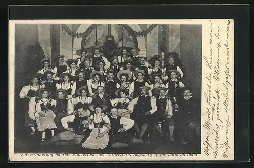 AK Augsburg, Winzerfest des Turnvereins Augsburg II im Carneval 1909