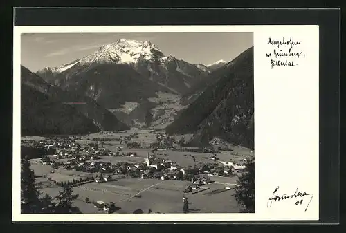 Foto-AK Hans Hruschka Nr. 08: Mayrhofen m. Grünberg, Zillertal