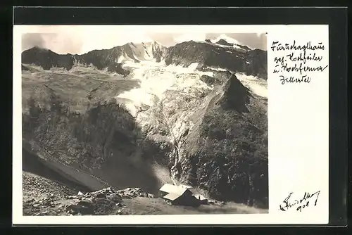 Foto-AK Hans Hruschka Nr. 908: Furtschaglhaus geg. Hochfeiler, Zillertal