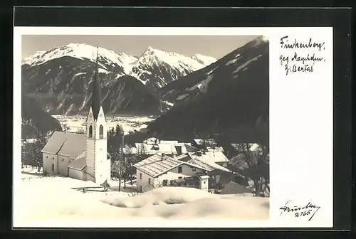 Foto-AK Hans Hruschka Nr. 2165: Mayrhofen, Finkenberg gen Ortschaft, Zillertal