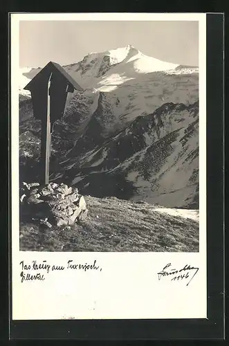 Foto-AK Hans Hruschka Nr. 1146: Das Kreuz am Tuxerjoch, Zillertal