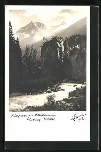 Foto-AK Hans Hruschka Nr. 757: Ginzling, Felsgruppe im Zillertal