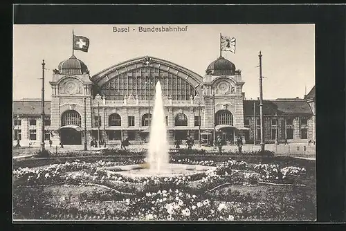 AK Basel, Blick zum Bundesbahnhof