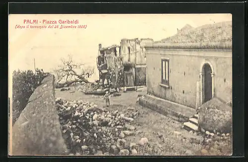 AK Palmi, Piazza Garibaldi dopo il terremoto 1908