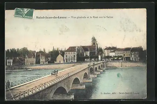 AK Saint-Jean-de-Losne, Vue générale et le Pont sur la Saône
