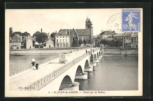 AK St-Jean-de-Losne, Pont sur la Saône