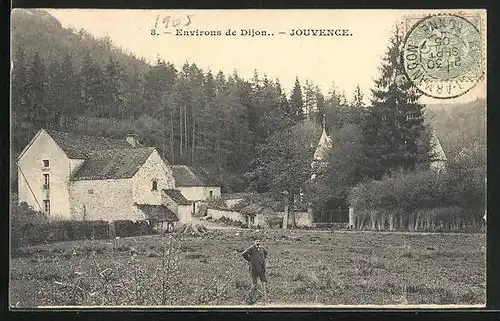 AK Jouvence, Herr auf dem Feld vor dem Dorf