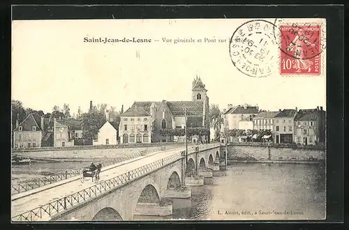 AK St-Jean-de-Losne, vue générale ent Pont sur la Saône