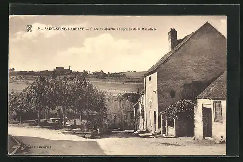 AK St-Seine-L`Abbaye, Place du Marché et Fermes de la Maladière