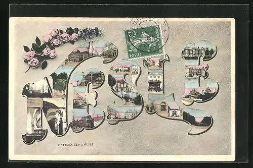 AK Nesle, Ortsansichten in Buchstaben