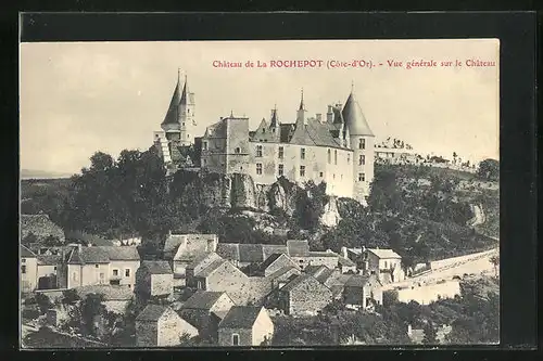 AK La Rochepot, Vue générale sur le Château