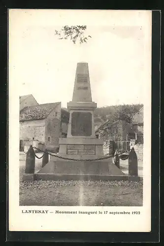 AK Lantenay, Monument inauguré 1922