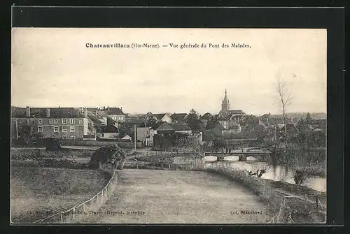 AK Chateauvillain, Vue générale du Pont des Malades