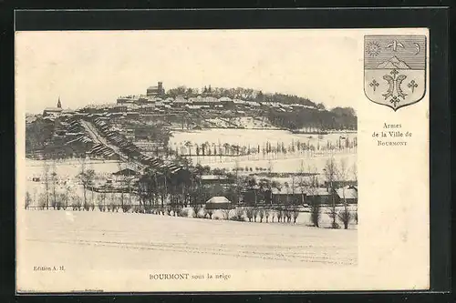 AK Bourmont, Panorama sous la neige, Armes de la Ville