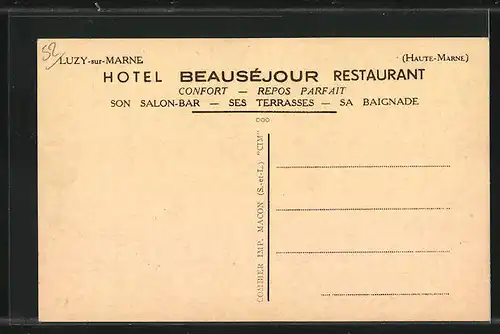 AK Luzy-s-Marne, Hotel Beausejour Restaurant, das Schloss, an der Brücke