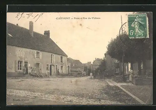 AK Clefmont, Poste et Rue du Chateau