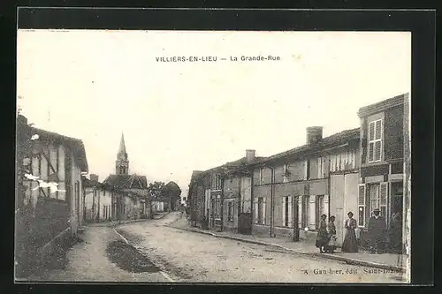 AK Villiers-en-Lieu, La Grande-Rue, L`Eglise