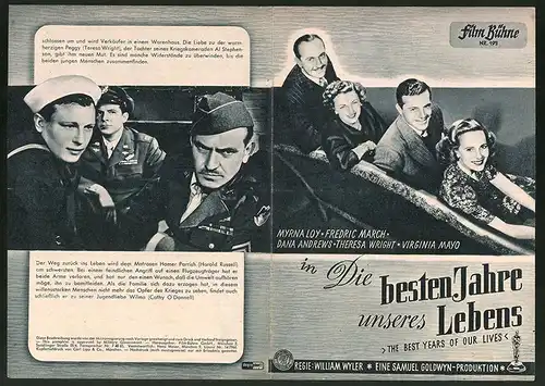 Filmprogramm FB Nr. 193, Die besten Jahre unseres Lebens, Myrna Loy, Frederic March, Dana Andrews, Regie William Wyler