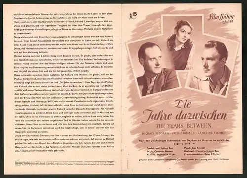 Filmprogramm FB Nr. 181, Die Jahre dazwischen, Michael Redgrave, Valerie Hobson, Regie Compton Bennett