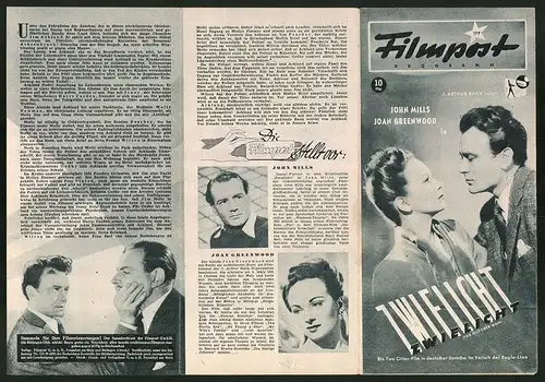 Filmprogramm Filmpost Nr. 177, Zwielicht, John Mills, Joan Greenwood, Edward Chapman, Regie Roy Baker