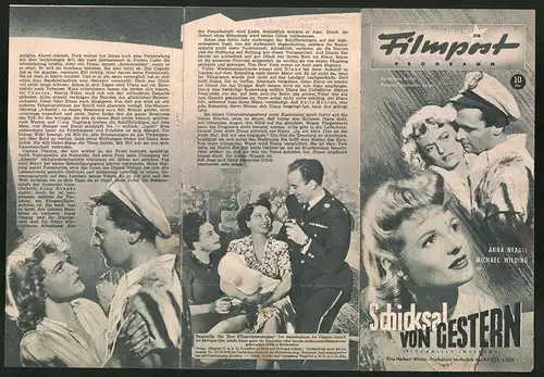 Filmprogramm Filmpost Nr. 206, Schicksal von Gestern, Anna Neagle, Michael Wilding, Frances Mercer, Regie Herbert Wilcox