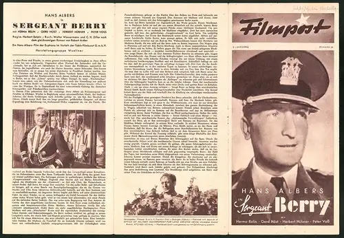 Filmprogramm Filmpost Nr. 29, Sergeant Berry, Herma Rolin, Gerd Höst, Herbert Hübner, Regie Herbert Selpin