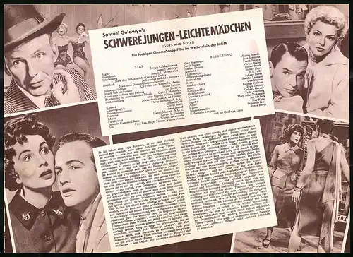 Filmprogramm DNF, Schwere Jungen, Leichte Mädchen, Marlon Brando, Frank Sinatra, Regie Joseph L. Mankiewicz