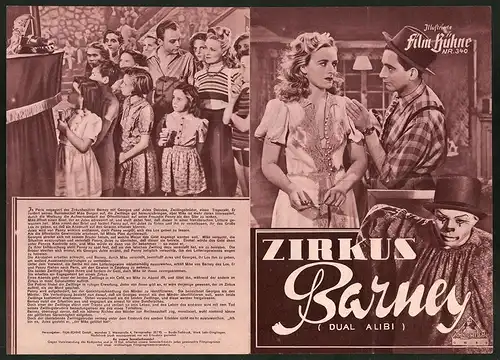 Filmprogramm IFB Nr. 340, Zirkus Barney, Alfred Travers, Louis H. Jackson, Stephan Clarkson, Regie Alfred Travers