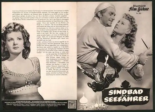 Filmprogramm IFB Nr. 803, Sindbad der Seefahrer, Douglas Fairbanks Jr., Maureen O`Hara, Regie Richard Wallace