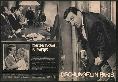 Filmprogramm PFP Nr. 109 /67, Dschungel in Paris, Lino Ventura, Estella Blain, Paul Frankeur, Regie Maurice Labro