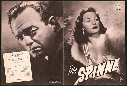 Filmprogramm DNF, Die Spinne, Gene Tierney, Van Hefliu, Regie Nunnally Johnson