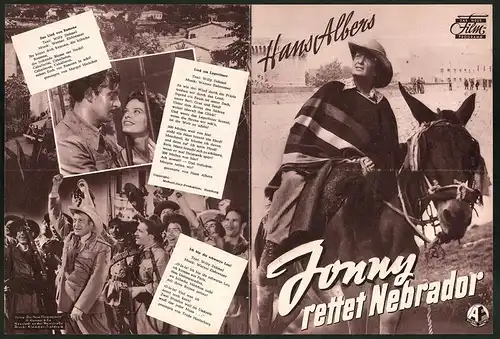 Filmprogramm DNF, Jonny rettet Nebrador, Hans Albers, Margot Hielscher, Peter Pasetti, Regie Rudolf Jugert