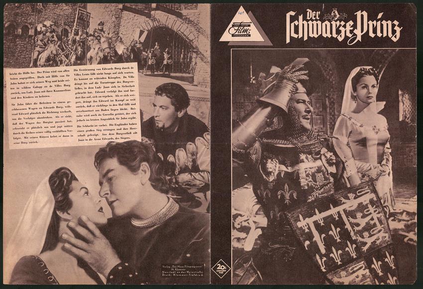 Filmprogramm DNF, Der Schwarze Prinz, Errol Flynn, Joanne Dru, Peter