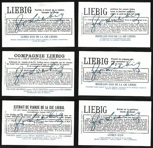 6 Sammelbilder Liebig, Serie Nr.: 1160, Histoire de Robert Bruce, Ritter, Kopflos Reiter, Bischoff